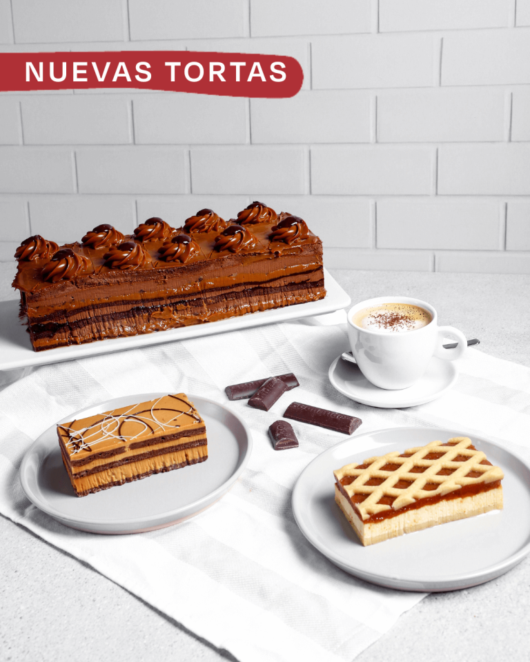 Nuevas tortas por trozo de Bonafide: frola, choco guinda y chocotorta en vitrina